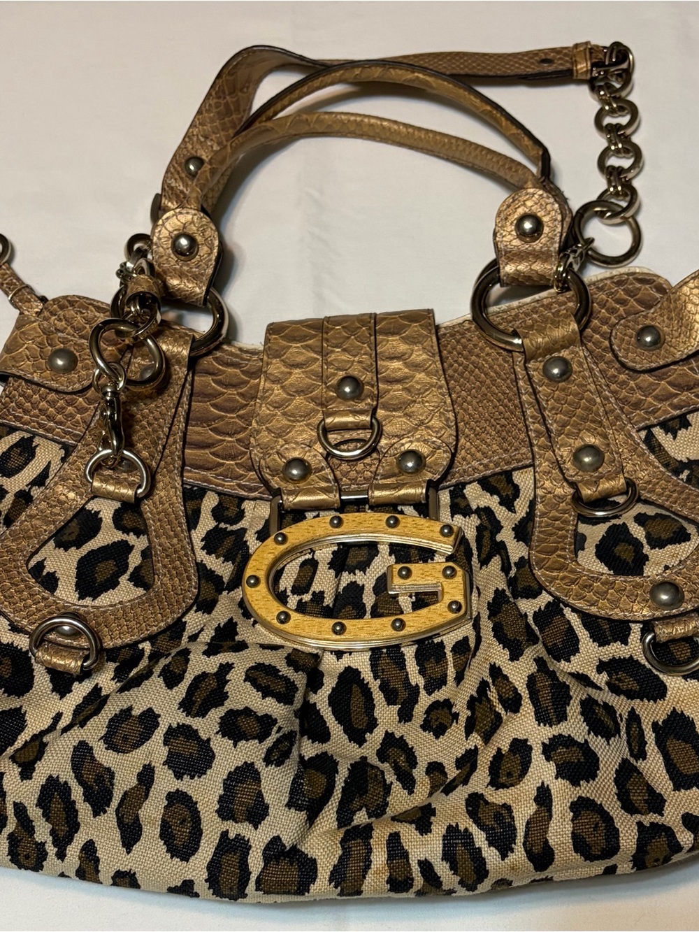 Vintage Guess Leopard Print Shoulder Bag